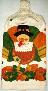 Turkey with ivory yarn top Kitchen Hand Towel