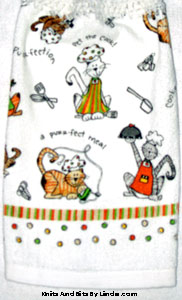 cookin' cats on hanging kitchen hand towel