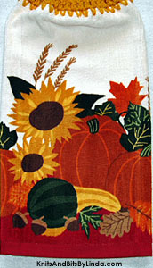 autumn harvest 2 hanging hand towel for the kitchen