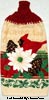 cardinal and white poinsettia on hand towel