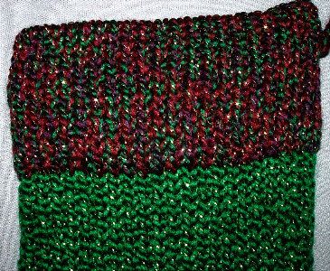 Green  & Multi yarn trim Christmas Stocking