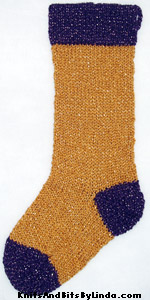 gold and purple jewels Christmas stocking full view