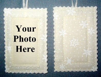 White snowflakes on creme fabric ornament