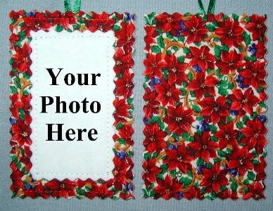 Red poinsettias fabric ornament