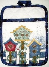 Country Bird Houses Pot Mitt