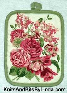 Vintage roses fabric pot holder