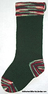 Hunter Green knitted Christmas stocking with Holly & Ivory cuff, heel and toe