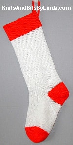 Traditional white Christmas stocking with red trim