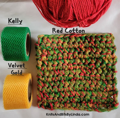 Scrubbie dish cloth red and gold