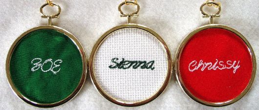 three nametag ornaments