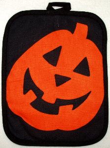 Jack-o-lantern Halloween pot holder