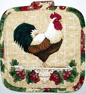 Rooster and grapes pot holder