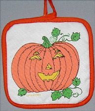 pumpkin Halloween potholder