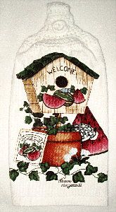 Watermelon birdhouse Kitchen Hand Towel