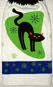 Halloween Black Cat Kitchen hand towel
