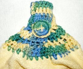 Yellow with Seascape kitchen hand towel