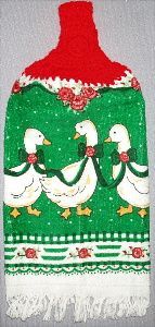 Christmas Geese kitchen hand towel
