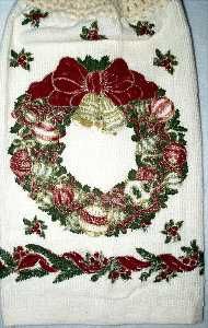 victorian towel with decorated holiday wreath