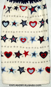 Americana hearts and stars hand towel