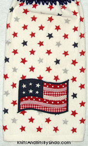 patchwork American flag on kitchen hand towel