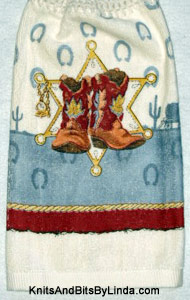 western boots hanging kitchen hand towel