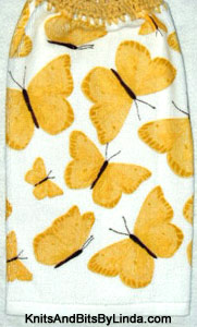 Golden yellow butterflies on white background  Kitchen Hand Towel