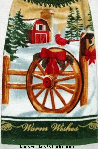 cardinal on wagon wheel kitchen towel
