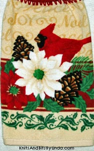 cardinal and poinsettias christmas hand towel