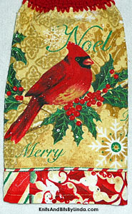 red cardinal 4 Christmas hand towel