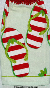 striped  flip flops on Christmas hanging hand towel