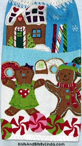 gingerbread 2 hanging kitchen hand towel for Christmas