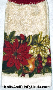 Poinsettia border kitchen hand towel