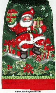 traditional santa on hanging kitchen hand towel