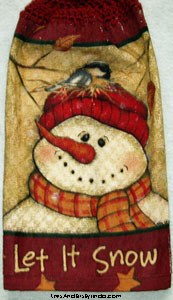 let it snow snowman hanging hand towel