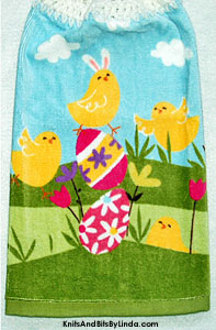easter chicks on hanging kitchen hand towel