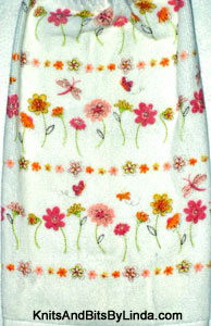 spring flowers, dragonflies and butterflis on kitchen hand towel