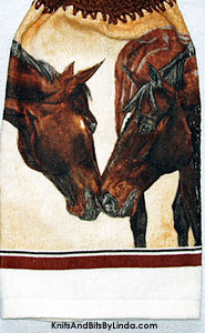 Horse Kiss hanging kitchen hand towel