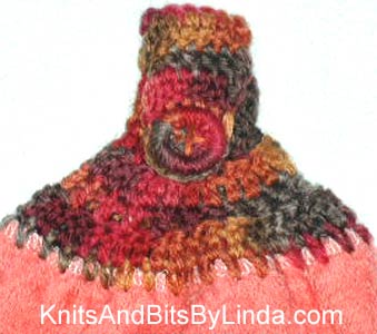 Melon hand towel with High Plains yarn top