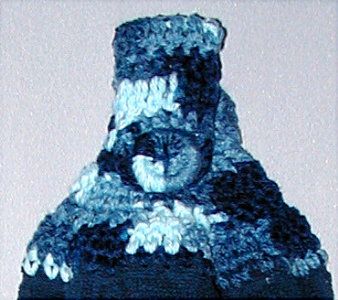 navy blue hanging hand towel with shaded blues top