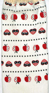 Americana apples & hearts stripe hand towel
