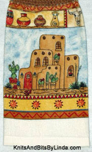 pueblo dwelling desert hanging kitchen hand towel