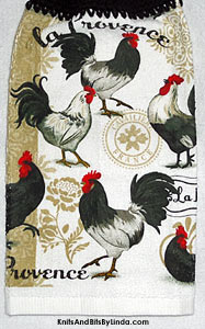 la provence roosters on hanging kitchen hand towel