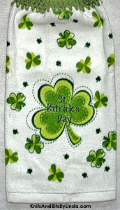 shamroks on hanging kitchen hand towel for st pat's day