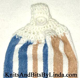 Tan and blue stripe hand towel