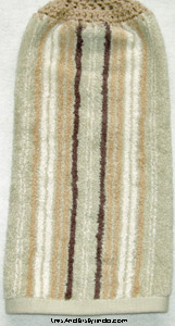 green and tan stripe 2 hanging towel
