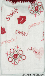 hugs and kisses kitchen towel for Valentine's Day