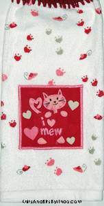 valentine kitty cat hand towel