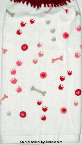 puppy dog paw prints hand towel for valentines day