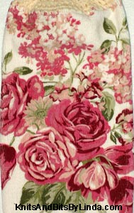 vintage roses hanging hand towel for kitchen