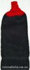 Solid black hanging hand towel with Cherry Red yarn top
